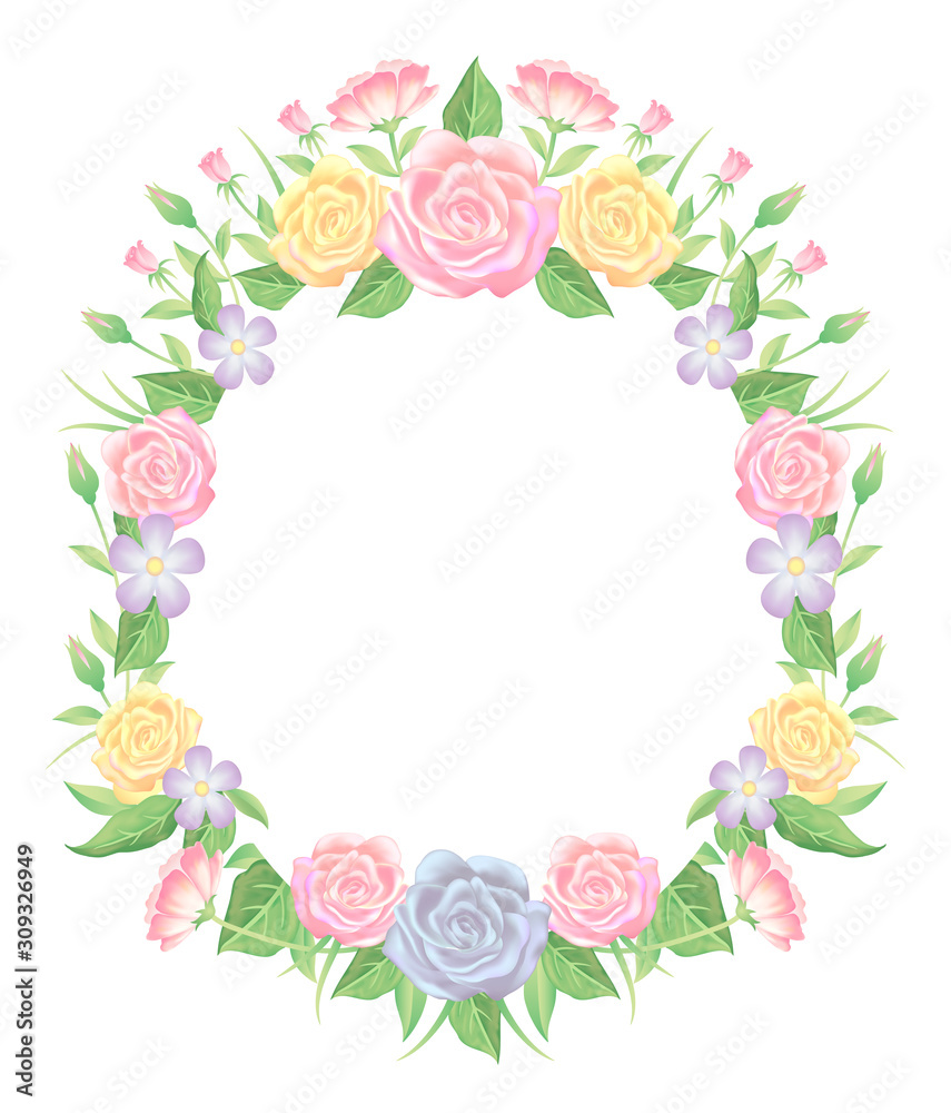 Flower frame template decoration on black background