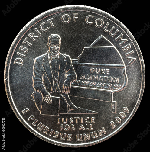 Coin 25 US cents. States and territories. Columbia region