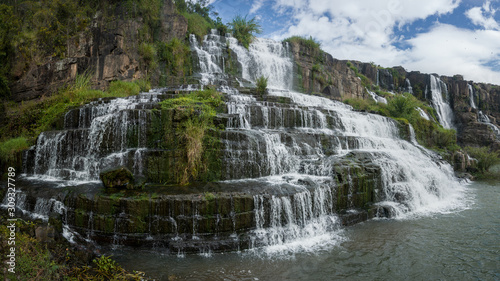 Panorama of Lien Khuong waterfalls in      L   t  Vietnam