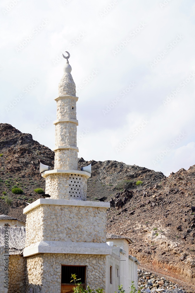 minaret of mosque in dibba uae