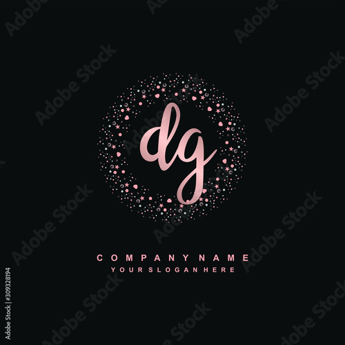 DG Beauty vector initial logo, handwriting logo of initial signature, wedding, fashion, jewerly, boutique, floral and botanical with creative template for any company or business