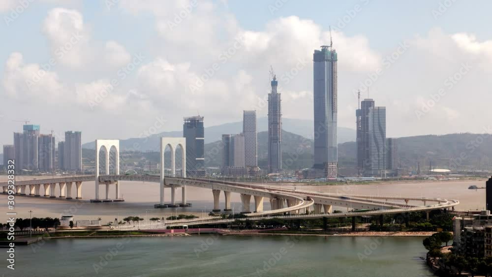 Chinese Sai Van Bridge between Macao and Zhuhai timelapse Chinese Sai Van Bridge between Macao and Zhuhai timelapse