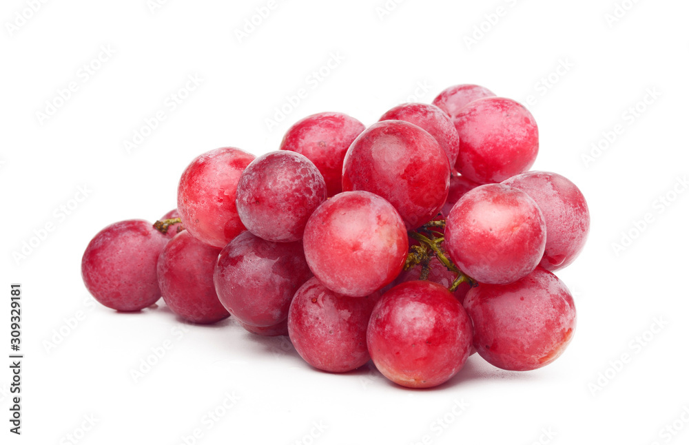 bunch of red grapes isolated on white background