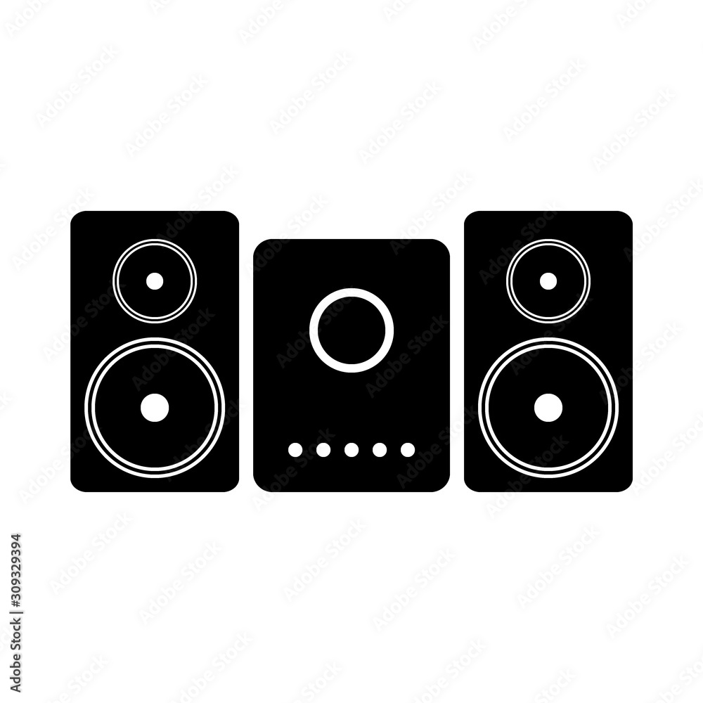 Stereo speaker system icon. Stereo speaker system icon.