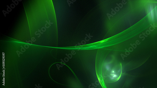 3D rendering abstract green fractal light background