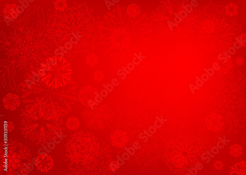 red winter background with snowflakes. vector illustration. design element for greeting card, banner, invitation, sign, ad, vignette, flyer. blank template. holiday concept