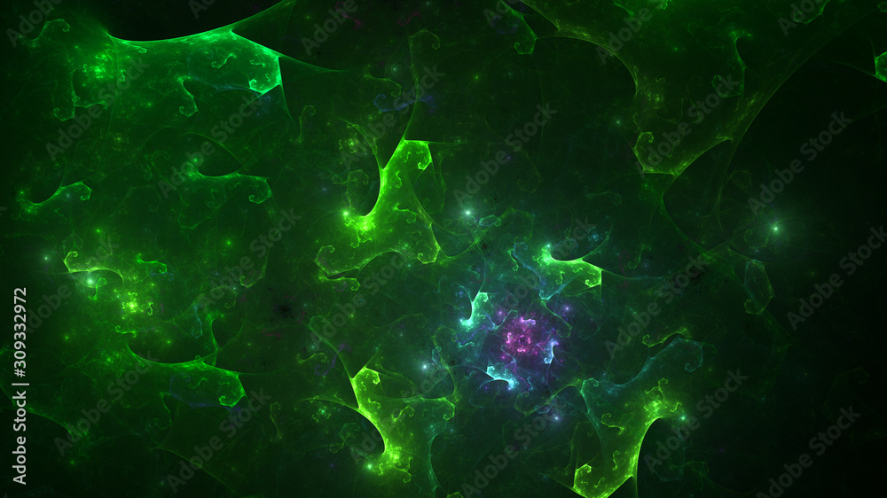 Fototapeta premium 3D rendering abstract green fractal light background