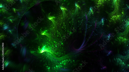 3D rendering abstract green fractal light background © BetiBup33