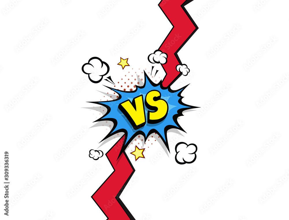 Fight backgrounds comics style design. VS versus battle poster comic fighting duel Vector illustration