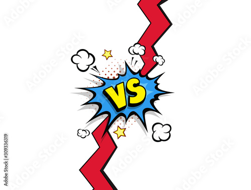Fight backgrounds comics style design. VS versus battle poster comic fighting duel Vector illustration
