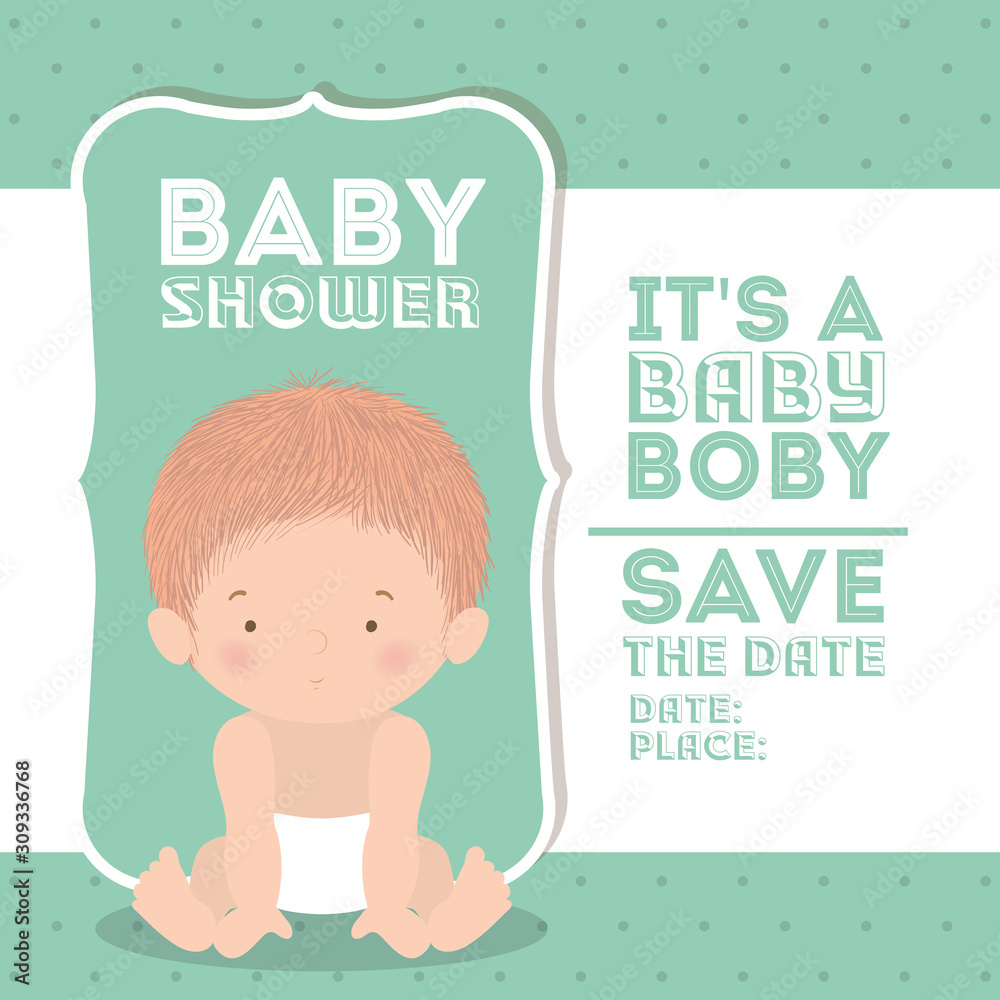 Baby shower invitation and baby boy vector design
