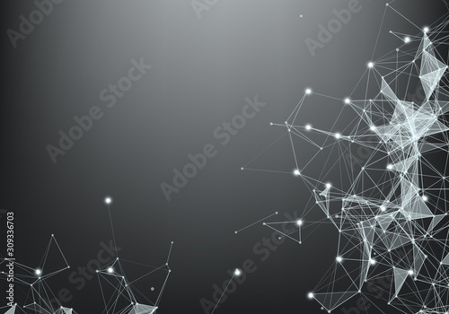 Abstract Internet connection and technology graphic design. Abstract polygonal space low poly dark background with connecting dots and lines.