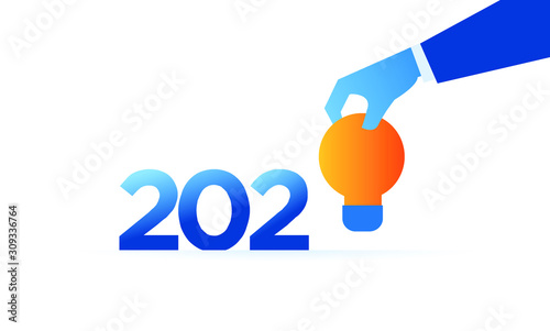 2020 new year business target market ideas concept design, With handpicking bulb idea