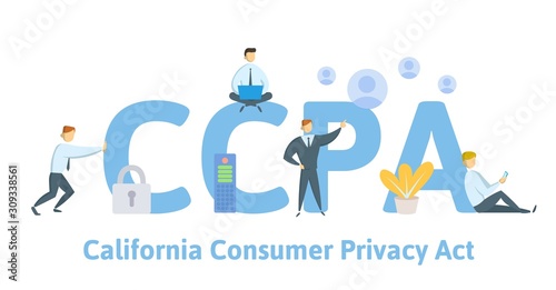 CCPA, California Consumer Privacy Act. USA data security, consumer personal data protection. Concept vector illustration. Flat style.