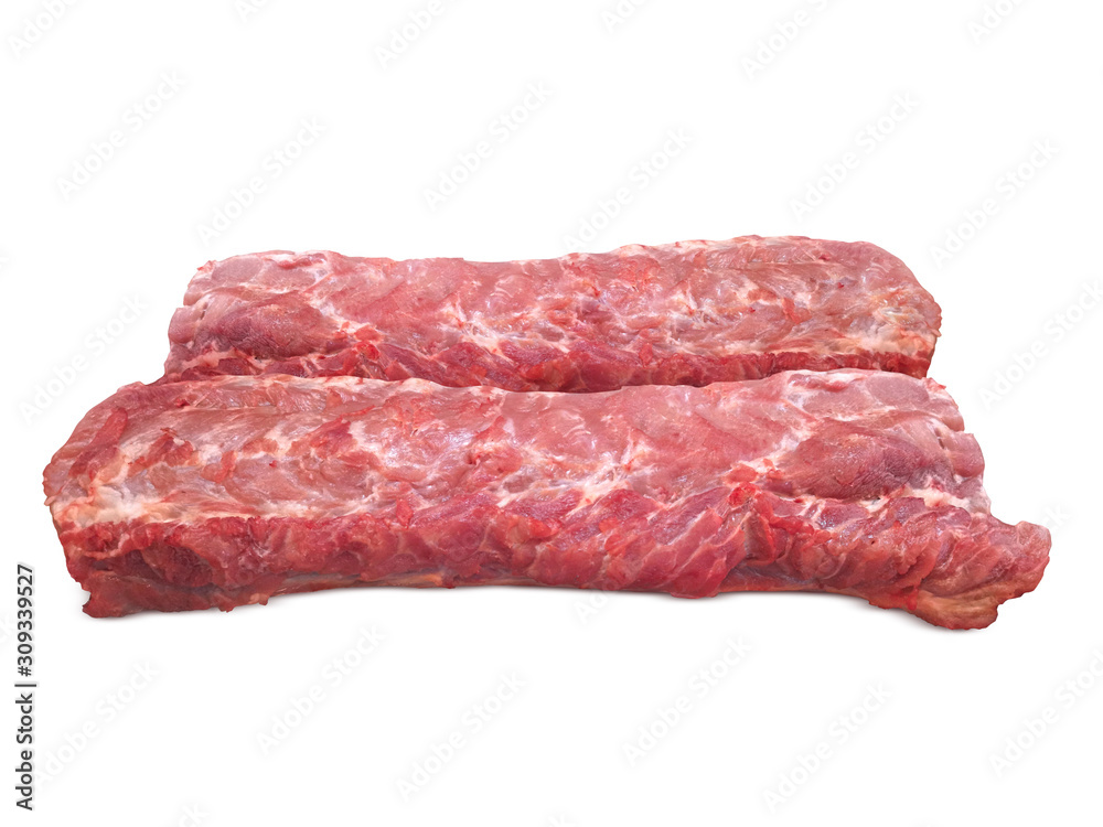 Fresh raw pork meat isolated white background