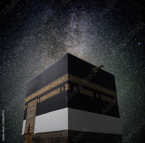 Kaaba in Mecca with night sky