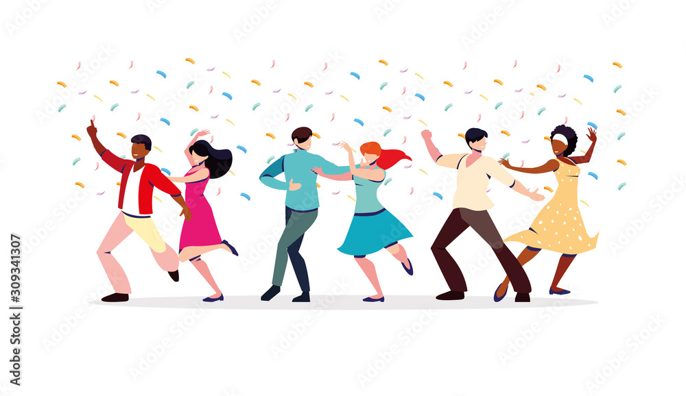 group of people in dance pose, party, dance club group of people in dance pose, party, dance club