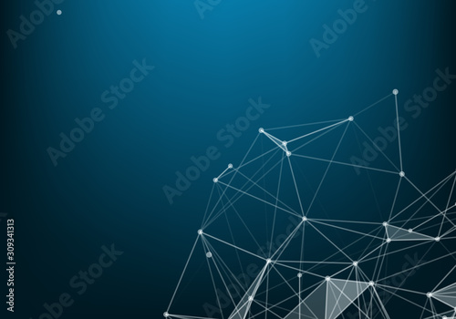Abstract Polygonal Space Background with Connecting Dots and Lines.