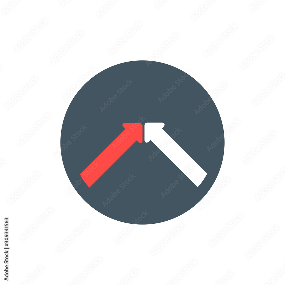 Opposite arrows. White and red arrows button. Stock vector illustration isolated on white background. Opposite arrows. White and red arrows button. Stock vector illustration isolated on white background.
