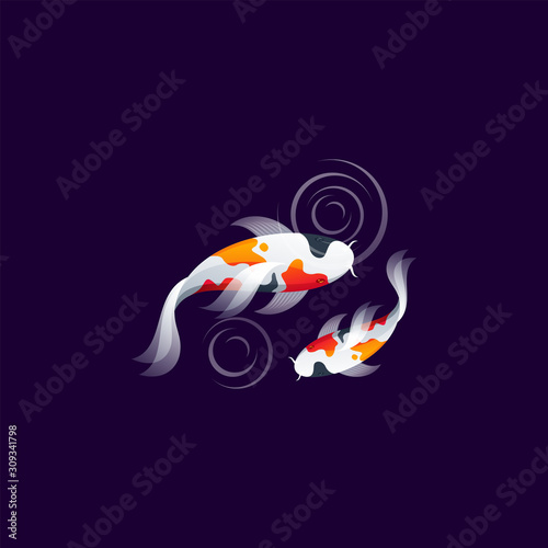 koi fish logo design vector ilustration