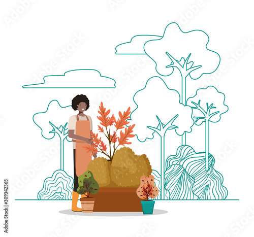 Avatar woman and gardening concept vector design