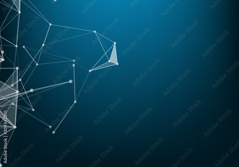 Abstract polygonal space low poly dark background with connecting dots and lines. Connection structure. Science. Futuristic polygonal background.