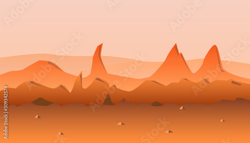 Martian orange surface panorama 