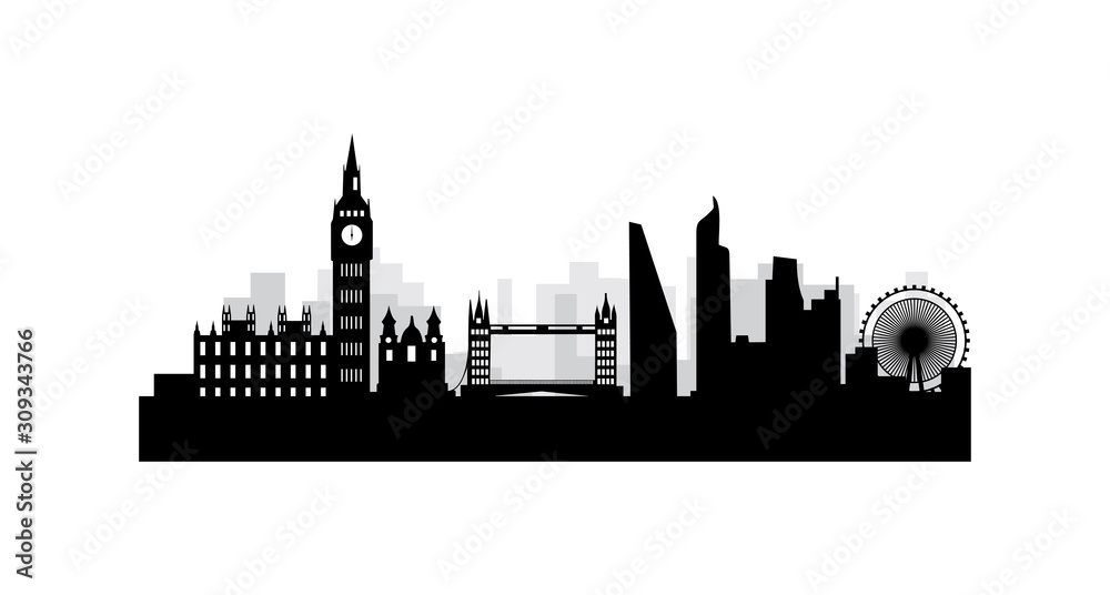 Vector shilhouette of London city skyline landscape   design eps format