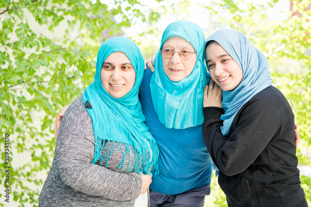 3 generations Muslim family - females only