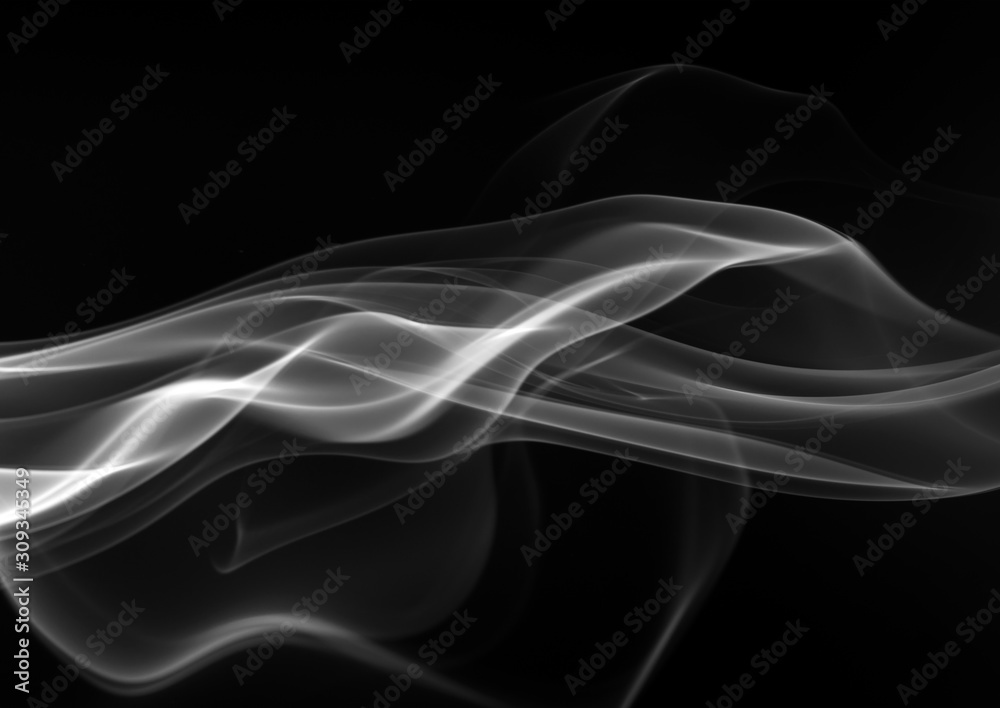 Obraz premium Smoke the white incense on a black background for design. darkness concept