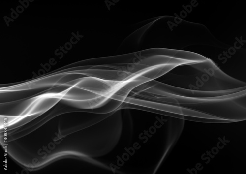 Smoke the white incense on a black background for design. darkness concept