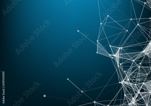 Abstract vector particles and lines. Plexus effect. Futuristic illustration. Polygonal Cyber Structure. Data Connection Concept.