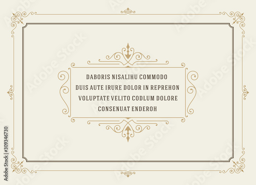 Vintage ornament quote flourish ornament frame vector template design and place for text