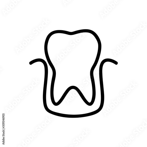 Installation of the tooth icon vector. A thin line sign. Isolated contour symbol illustration