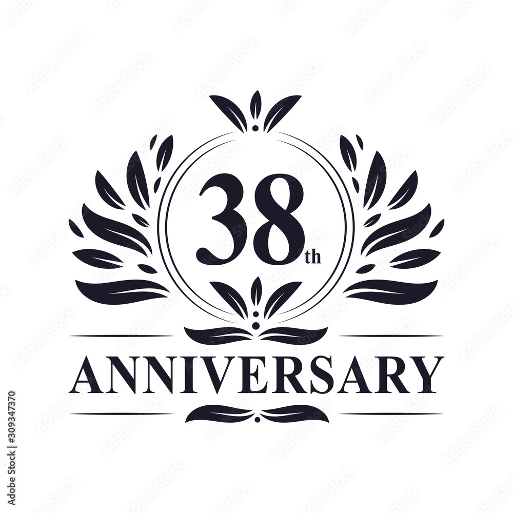 38 years Anniversary logo, luxurious 38th Anniversary design celebration. 38 years Anniversary logo, luxurious 38th Anniversary design celebration.