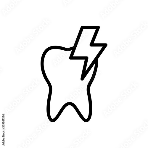 toothache icon vector. A thin line sign. Isolated contour symbol illustration