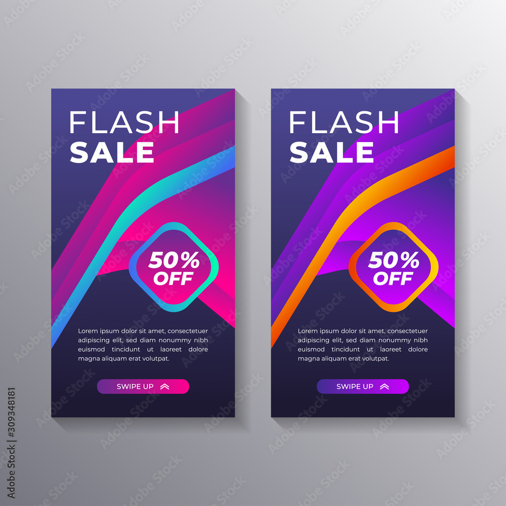Fototapeta premium flash sale mobile banner template design, gradient modern special offer