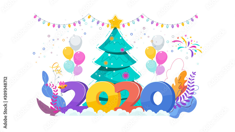 2020 greeting card. Huge Christmas Tree. 2020 greeting card. Huge Christmas Tree.