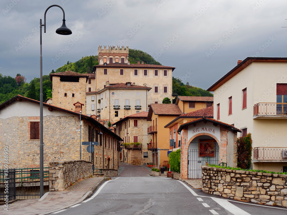 Castello di Costa di Mezzate, ITALY - August 7, 2019: Streets and buildings of the old city