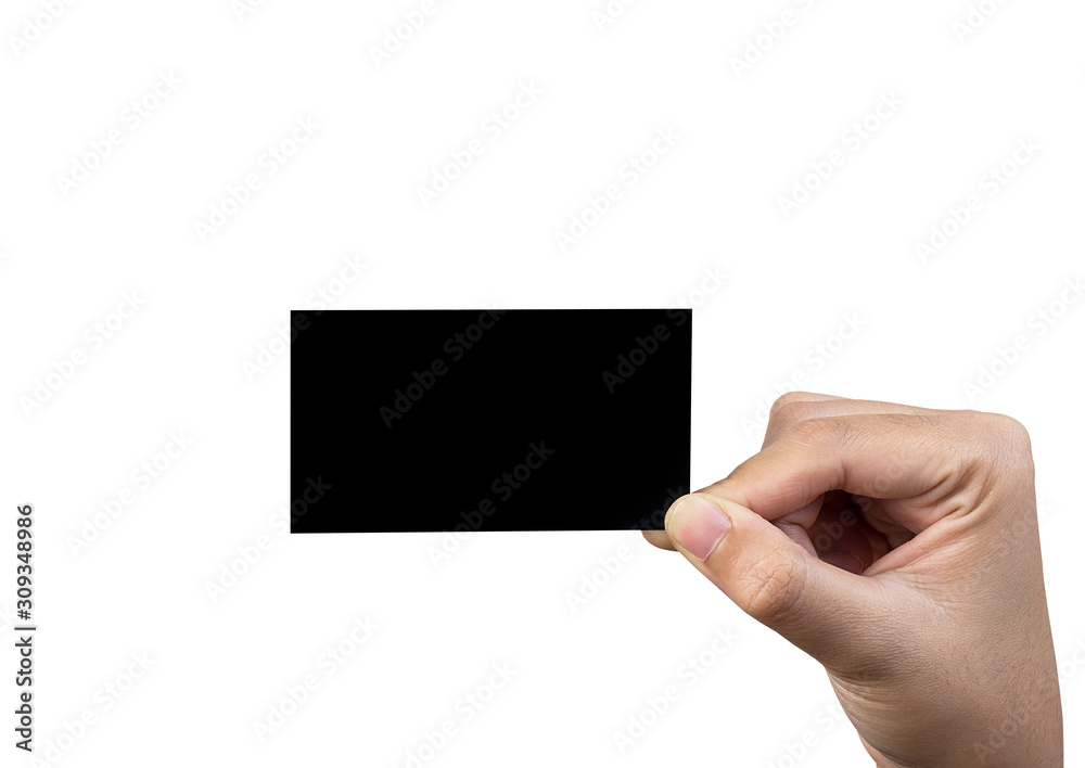 hands holding empty black card isolated on white background hands holding empty black card isolated on white background