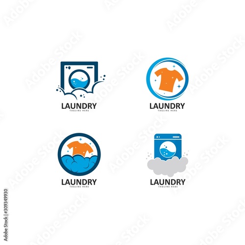 Laundry logo template vector icon illustration design 