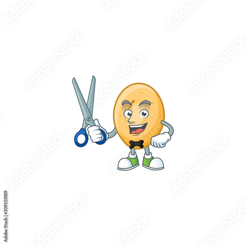 Smiley barber potato mascot cartoon character design