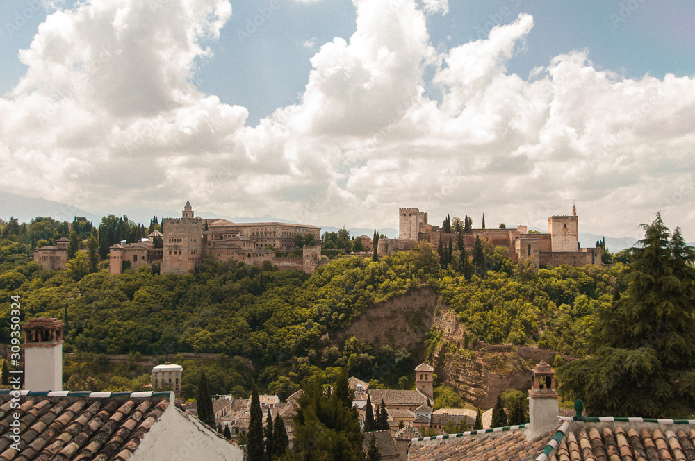 View of Alhambra Granada from San Nicolas balcony