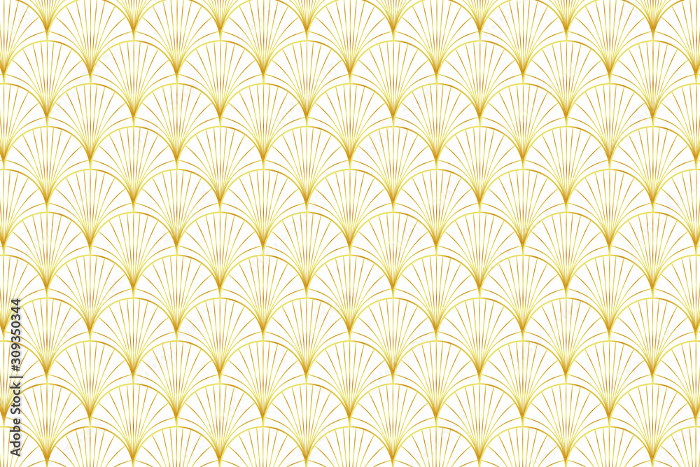 Palm leaf pattern on white background - art deco style - Abstract geometric vector pattern for textile, wrapping, product design. Vector illustration.