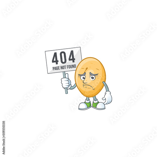 sad face cartoon character potato raised up a board
