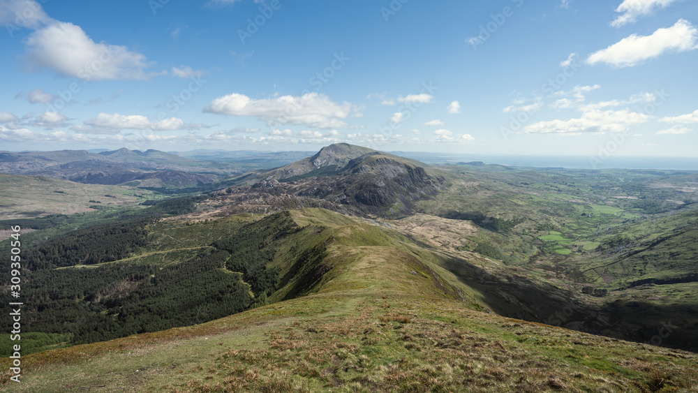 Moel Hebog mountain summit from Nantlle ridge