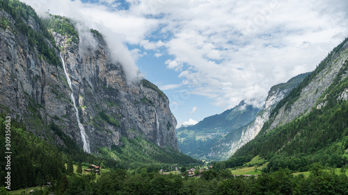 Murrenbach waterfall in Lauterbrunnen, Switzerland.