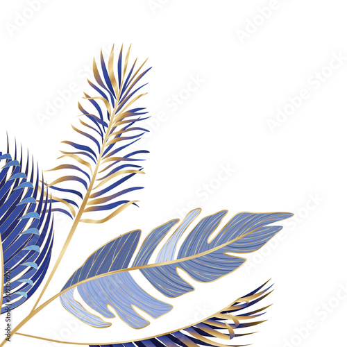 Isolated tropical blue leaves vector design