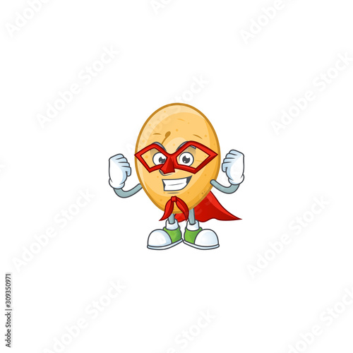 A cartoon of potato with Super hero costume