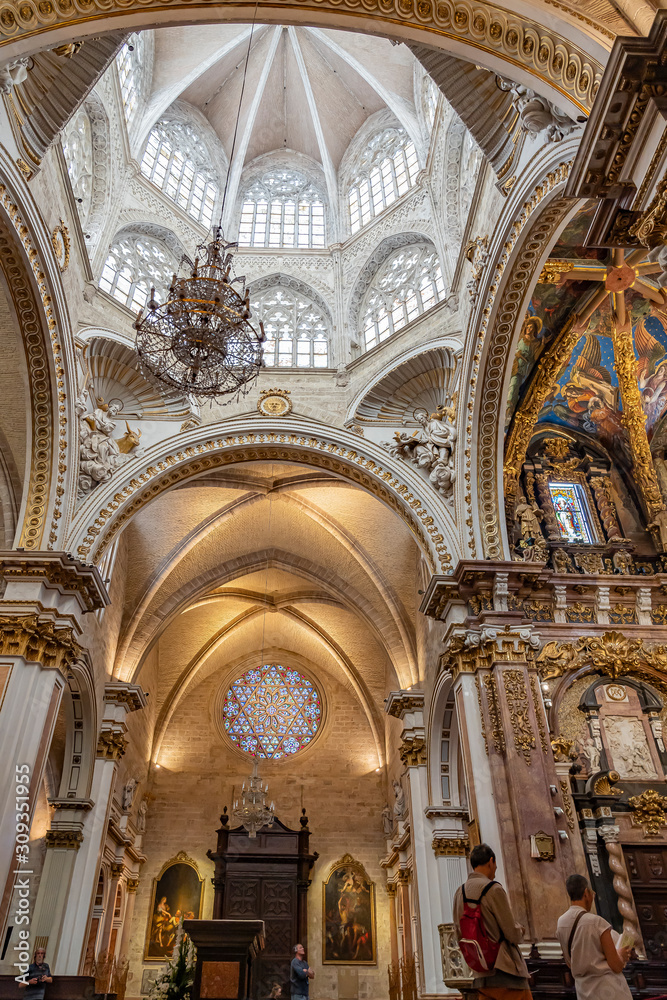 One of the aisles of Catedral de Santa Maria in Valencia, Spain